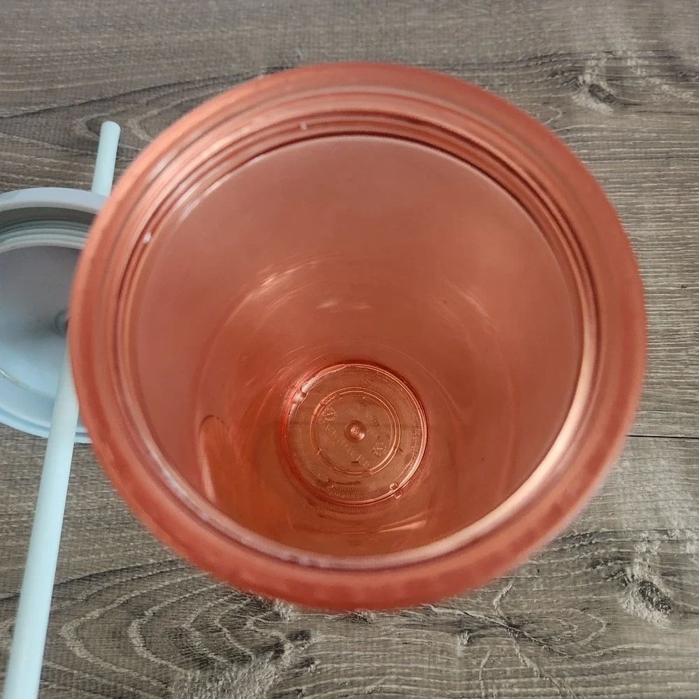 Starbucks Matte Peach Pink Floral 16Oz Grande Mermaid Logo Cold Cup Tumbler READ